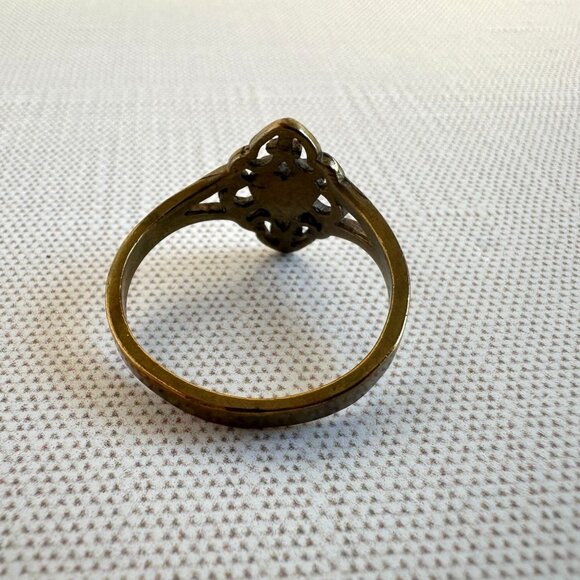 Vintage Brass Heart Ring, Gothic Filigree Statement Ring - Picture 6 of 8
